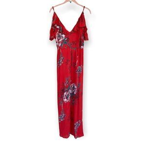 Band Of Gypsies Red Floral Maxi Dress Sz M NWT
